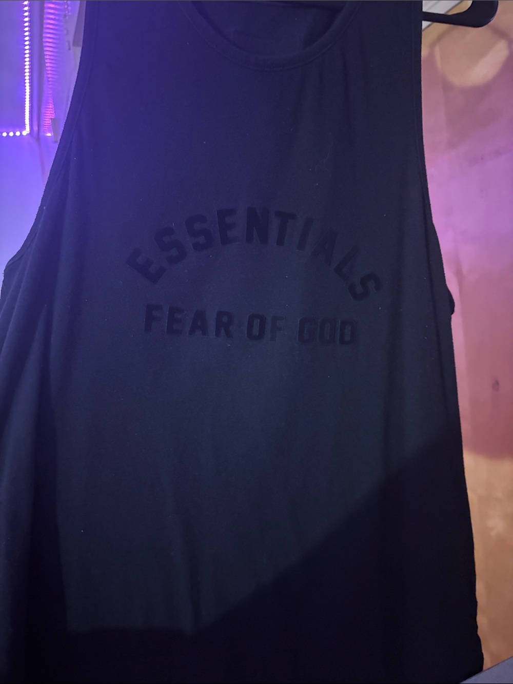 AUTHENTIC Fear of God MENS Black ESSENTIALS Logo Tank